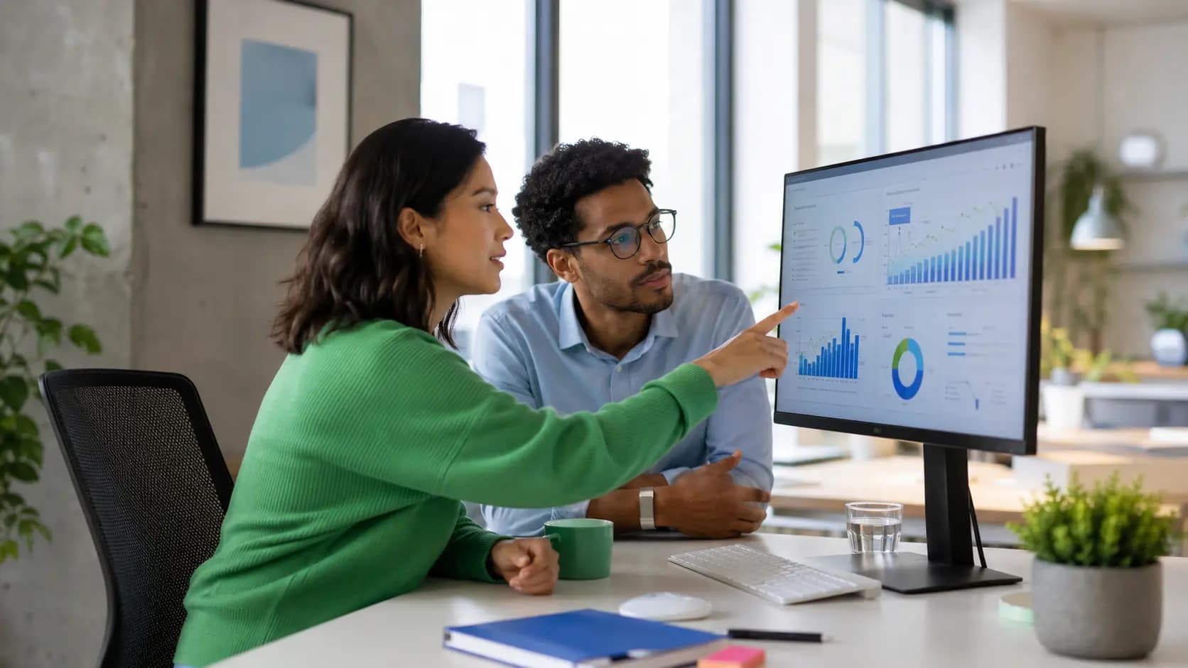 Marketing-Team eines Onlineshops bespricht Kampagnen-Kennzahlen